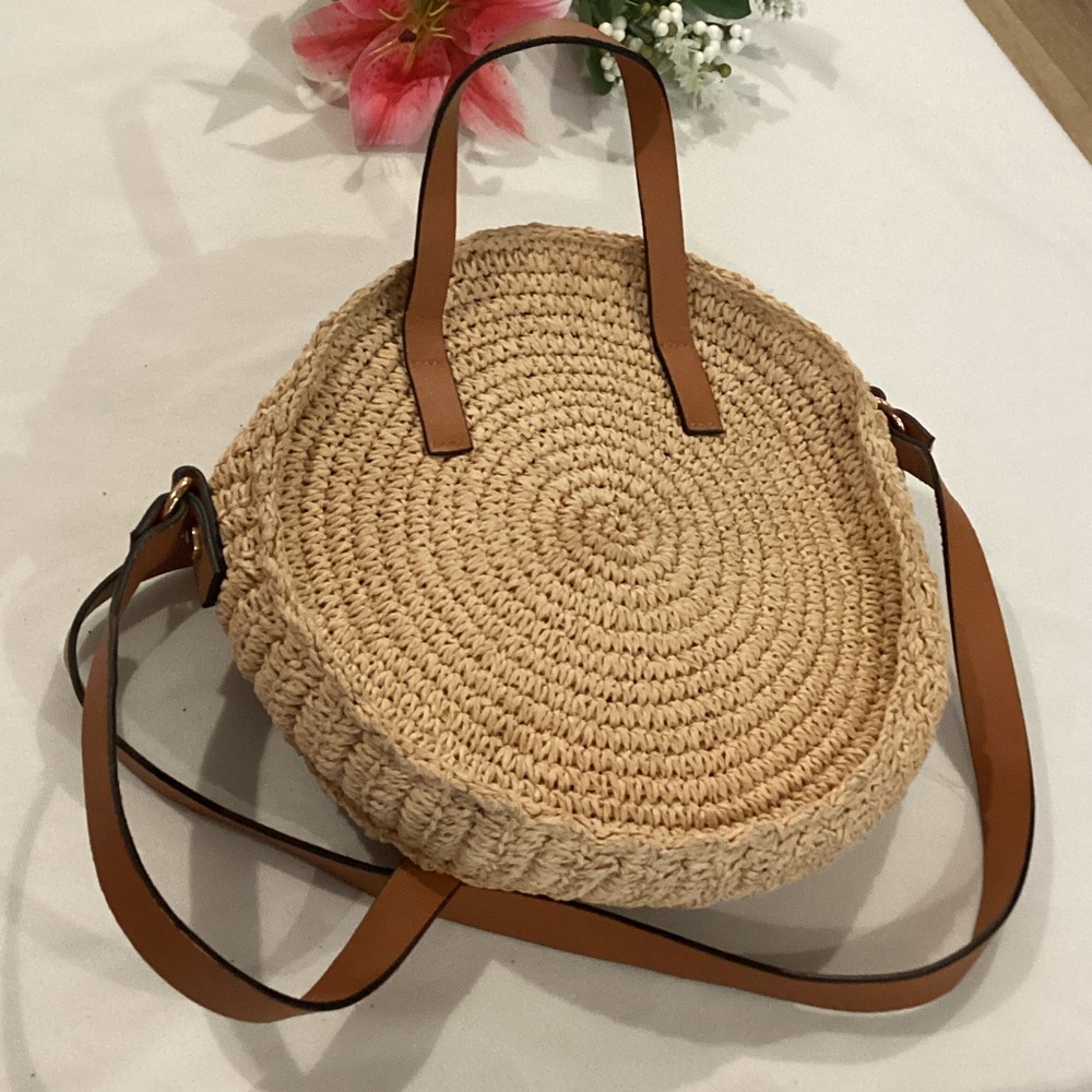 H&M Tan Woven Round Shoulder Bag